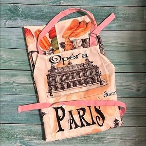 Paris Themed Apron with Pink Straps